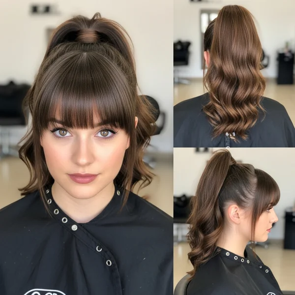 Ponytail With Two Bangs Hairstyles