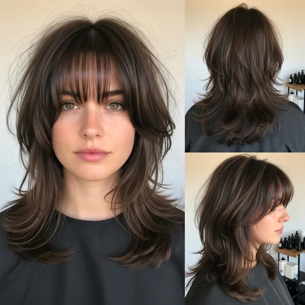 Shag Hairstyles Medium Long Bangs