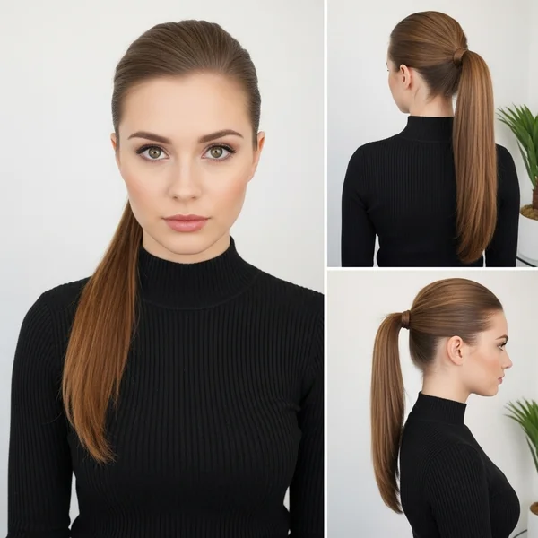 Sleek Ponytail Hairstyles for Round Face