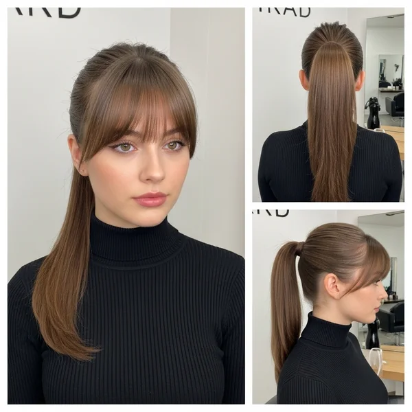 Sleek Ponytail Hairstyles with Bangs