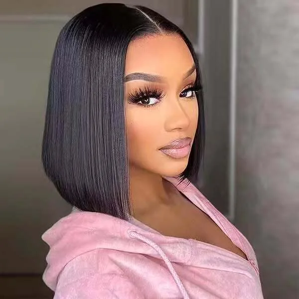 Sleek Middle-Parted Blunt Bob with Glass-Hair Finish
