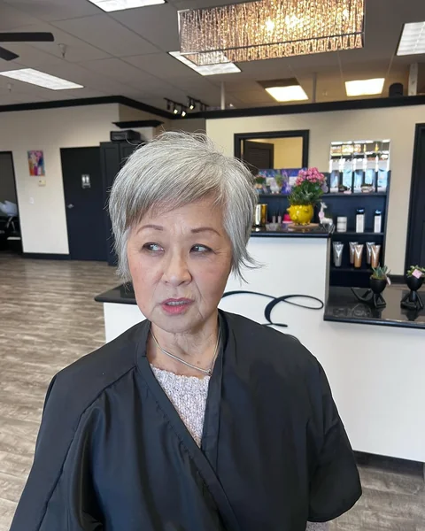 Soft Textured Silver Pixie with Wispy Layers