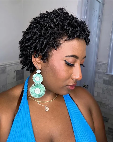 Tapered Coily Pixie with Defined Finger Coils