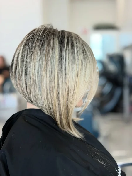 Textured Chocolate Inverted Bob with Soft Tumbled Waves