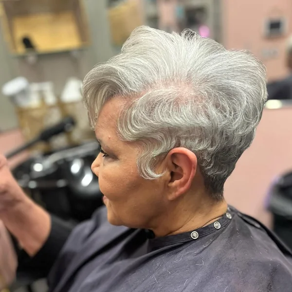 Vintage-Inspired Silver Finger Waves with Tapered Back