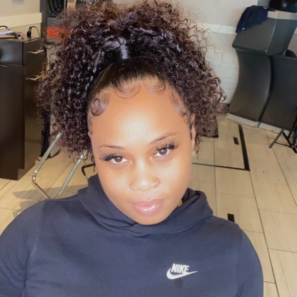 Voluminous Pineapple Ponytail with Defined Curls