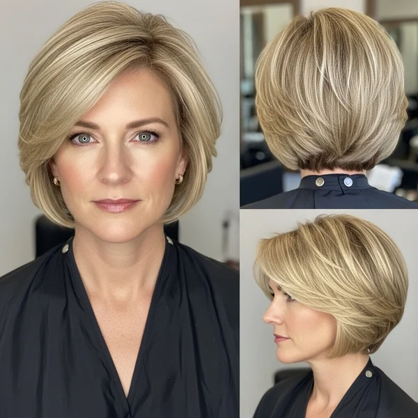 Short Hairstyle Women Blonde