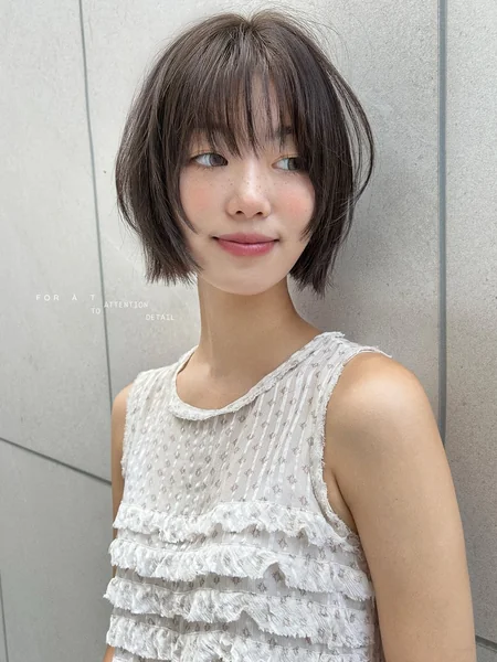 Soft Textured Airy Bob with Delicate See-Through Fringe