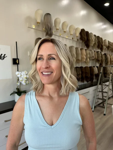Sleek Platinum Blonde Blunt Bob with Minimalist Styling