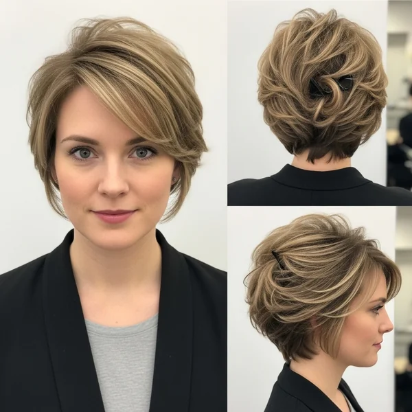 Short Hairstyle Women Half Up Half Down