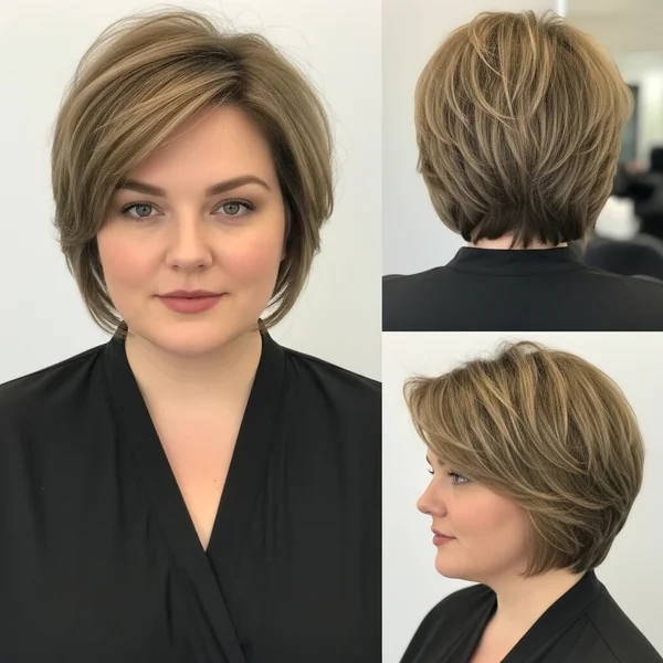 Short Hairstyle Women Round Face Plus Size
