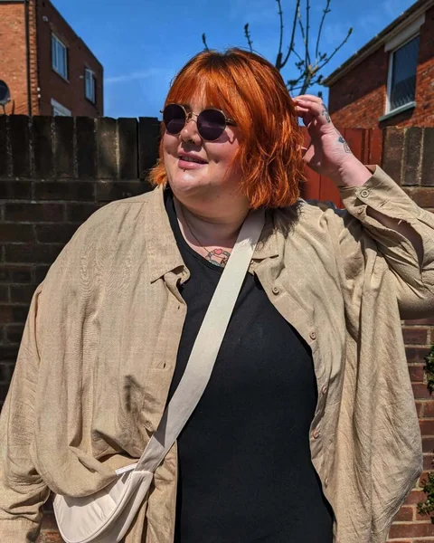 Bold Textured Copper Bob with Wispy Fringe