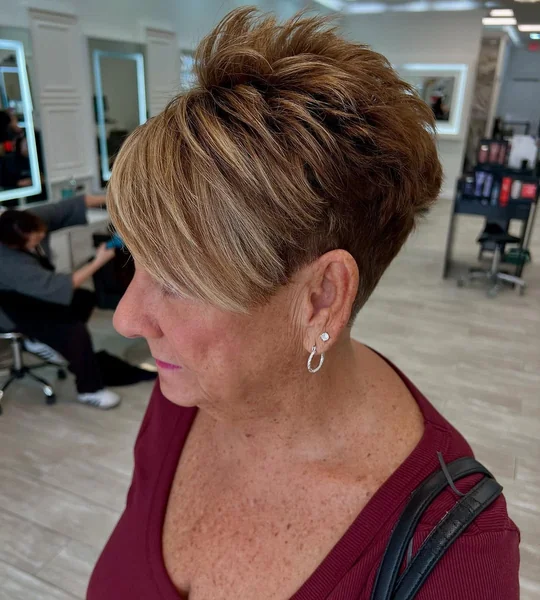 High Volume Spiky Pixie with Dark Brown Undercut