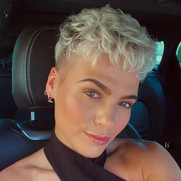 Textured Platinum Crop with High-Contrast Undercut