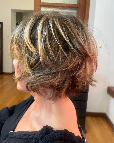 Textured Short Bob with Voluminous Flicked Layers