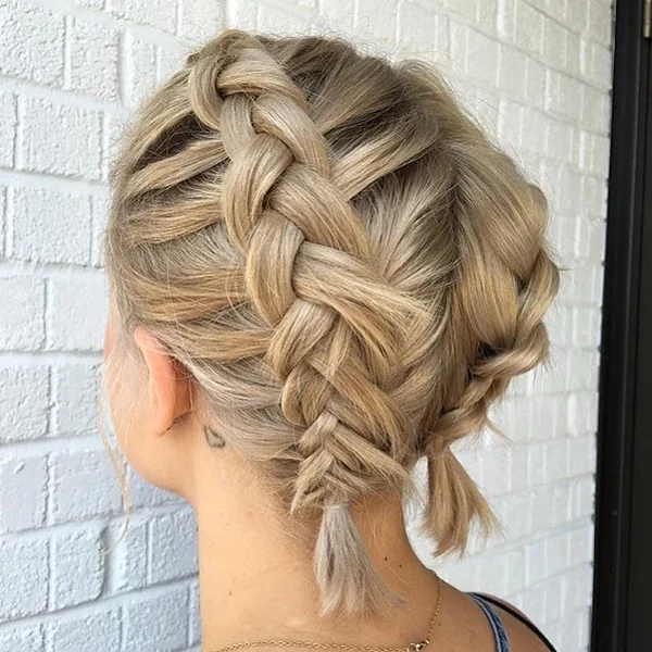 Blonde Dutch Braid Pigtails for Short Hair