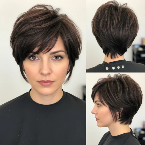 Brunette Pixie Haircut Edgy