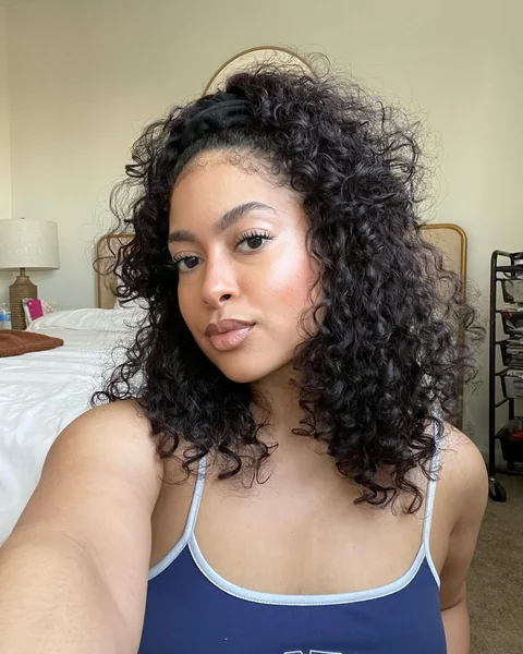 Casual Headband-Styled Afro with Soft Curls
