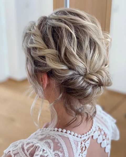 Chic Braided Low Bun with Ultra-Sleek Glass Finish