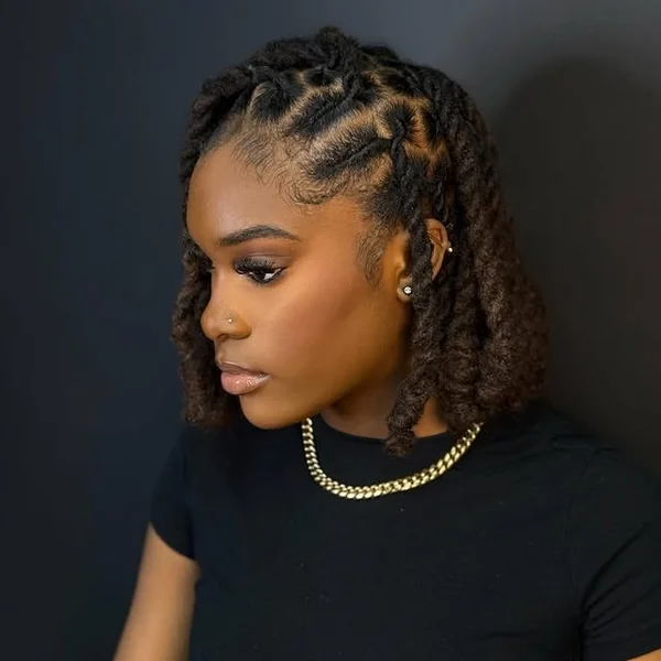Chic Twisted Loc Bob with Sculpted Roots