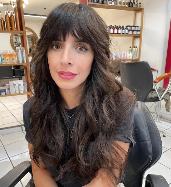 Chocolate Brown Tresses with Classic Full Fringe