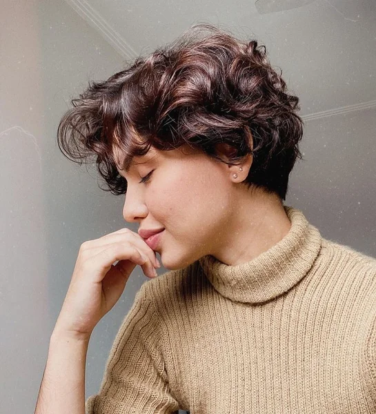 Choppy Brunette Pixie with Ultra-Short Micro Fringe