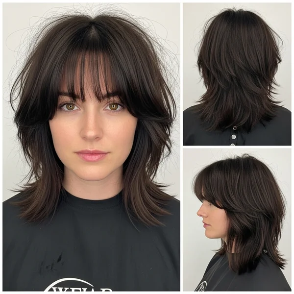 Choppy Layered Haircuts for Medium Hair with Curtain Bangs