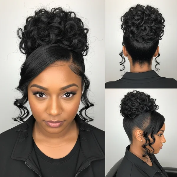 Curly Bun Hairstyles for Black Hair Prom