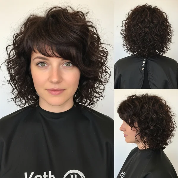 curly haircuts with side bangs