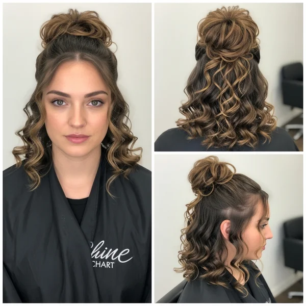 Curly Hairstyles Half Up Half Down Bun