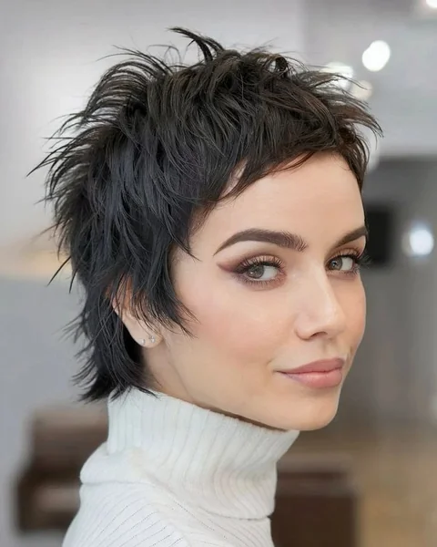 Dark Textured Pixie with Choppy Spiky Layers