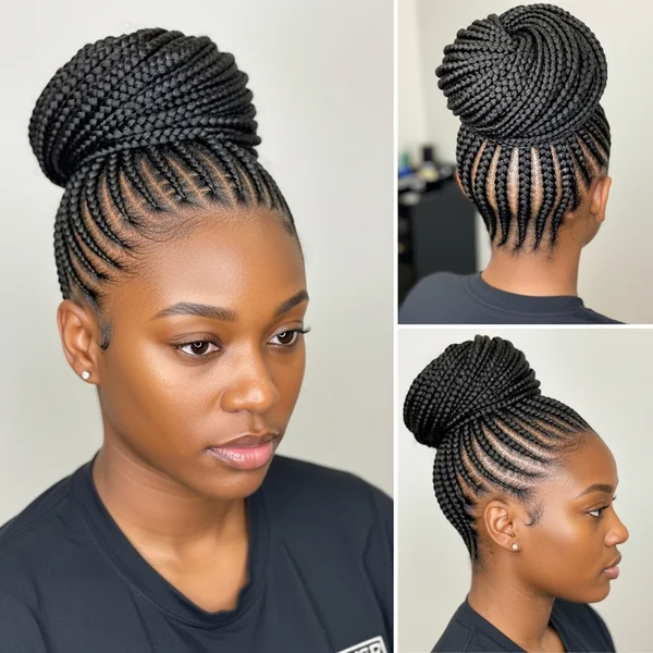 French Braid Bun Hairstyles For Black Women