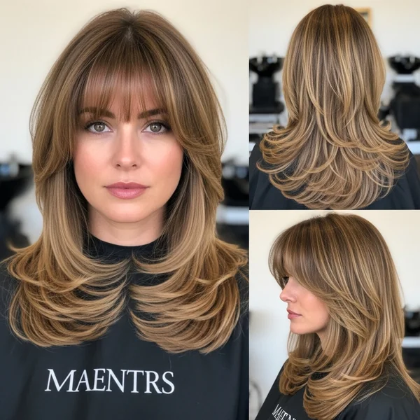 French Layered Haircut Long With Bangs