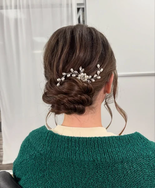 Glamorous Jeweled Bun with Crystal Wrap Accents