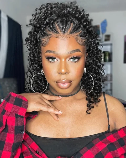 half braided hairstyles curly hair