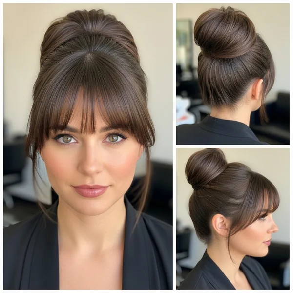 High Bun with Bangs