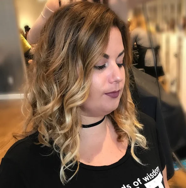 Honey Blonde Ombre with Spiraled Texture
