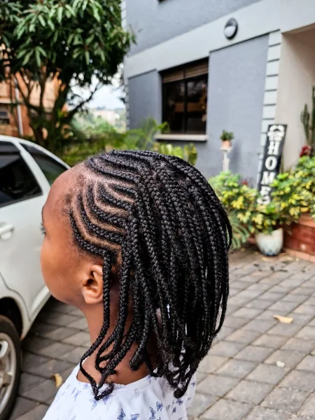 Intricate Zig-Zag Cornrow Bob with Curved Parts