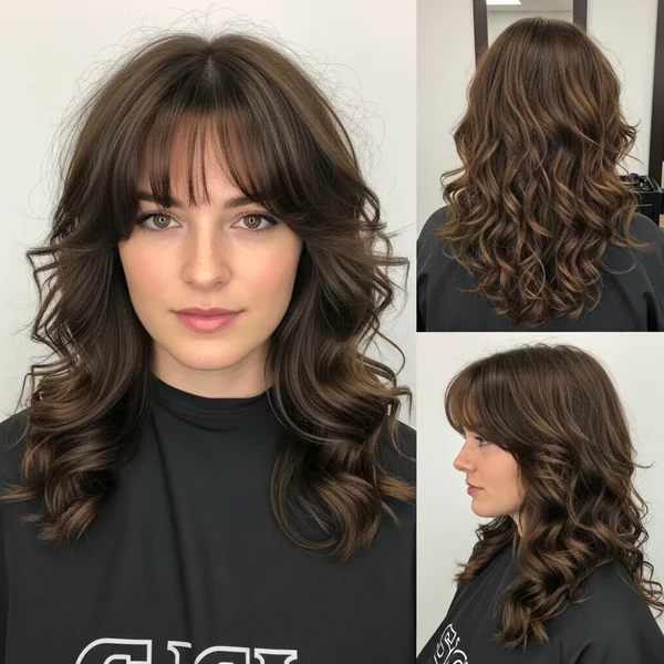 long layered curly haircuts with bangs