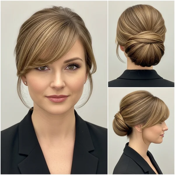 Low Bun with Side Bangs