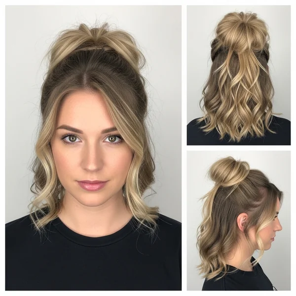 Messy Bun Hairstyles Half Up Half Down
