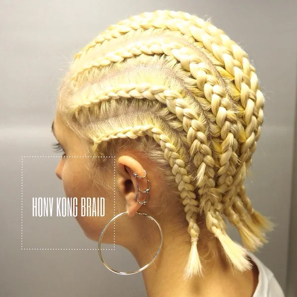 Radiant Platinum Cornrows with Delicate Curved Parts