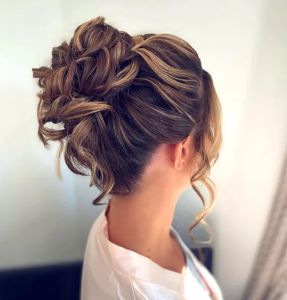Romantic Sun-Kissed Tousled Updo with Curly Tendrils