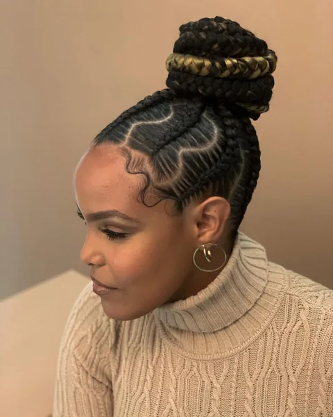 Sculpted Zig-Zag Braids with Two-Tone High Bun