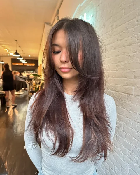 Seamless Long Layers with Tapered Face Framing