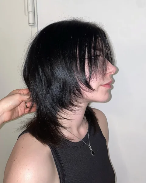 Sharp Jet Black Shag with Razor-Cut Spikes