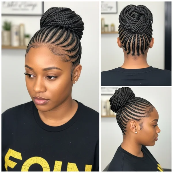 short cornrow hairstyles bun