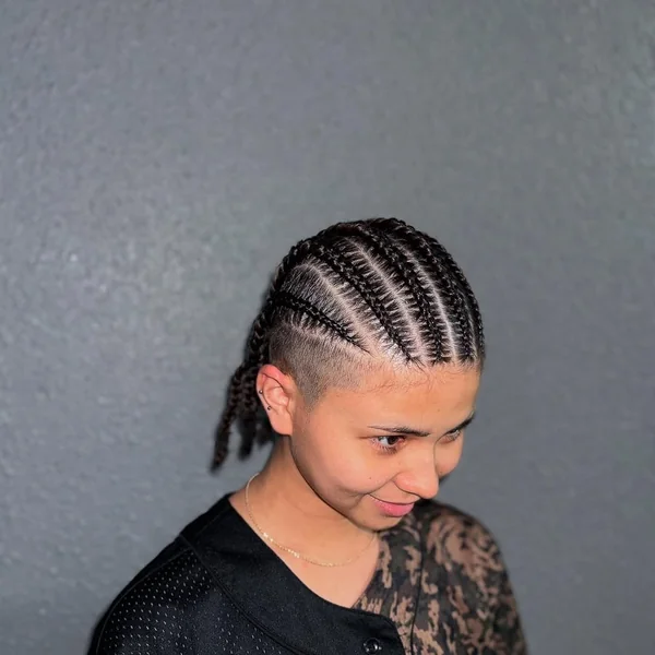 Sleek Cornrow Braids with Shaved Undercut Sides