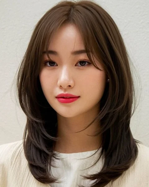 Sleek Tucked Brunette Bob with Contoured Layers