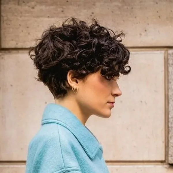 Soft Brunette Pixie with Romantic Tumbled Curls